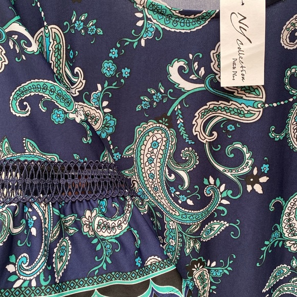 NY Collection Paisley Printed Shift Dress 1X Petite - Picture 4 of 5